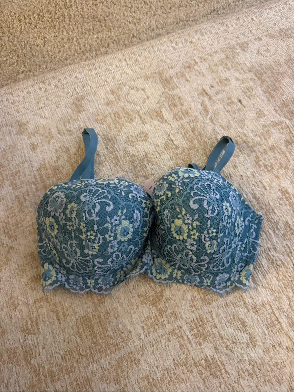 Victoria's Secret Dream Angels Underwire Teal Lace Push-Up Bra SZ 36DD New!